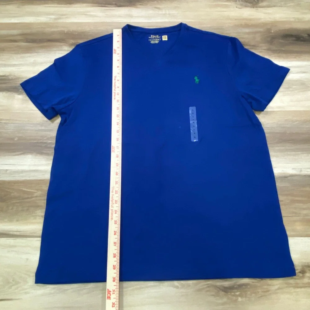 Polo Ralph Lauren V-Neck T-Shirt Men XL Classic Cotton Royal Blue Heritage
